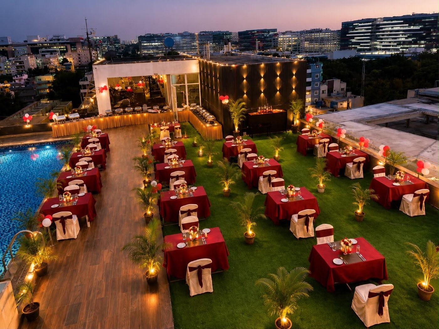 Poolside open-air wedding style