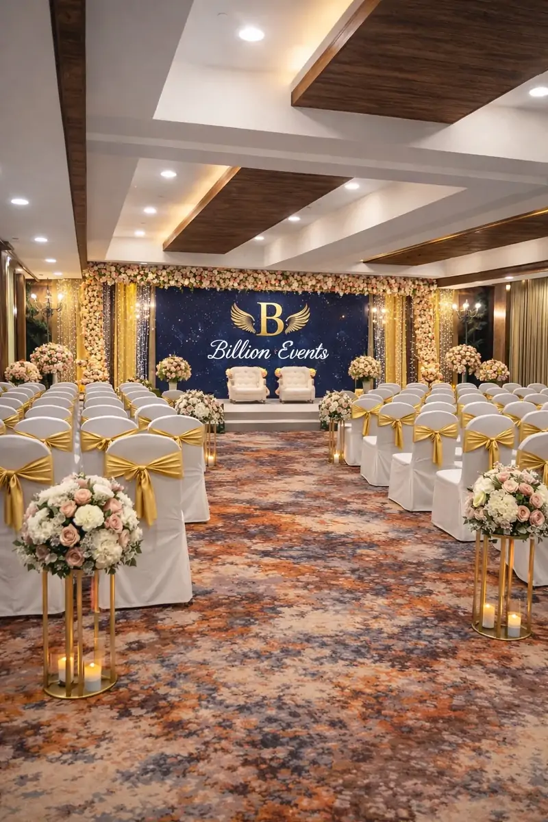 Wedding reception stage in Grand Hall at Veloria Grand